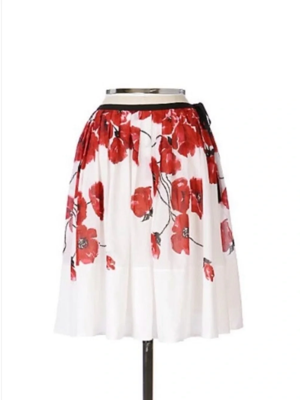NWOT Anthropologie Mermaid White Red Floral Skirt Size S